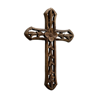 Rosemary Hand Carved Wood Wall Cross