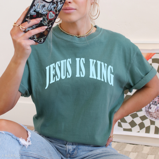 Jesus is King Bright Colors Christian Crewneck T-Shirt Apparel