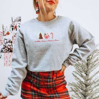 Cuddle Cocoa Christ is Born Cozy Crewneck Sweatshirt