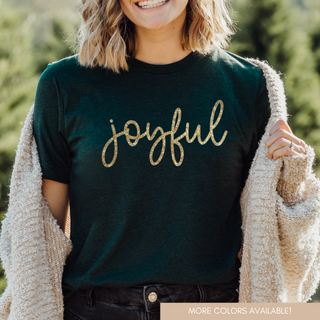 Joyful Gold Glitter Christian Christmas Tee Shirt