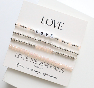 Love Silver Stack Bracelet Set