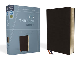 NIV Thinline Bible, Black Bonded Leather, Red Letter, Comfort Print (New International Version)