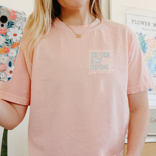 In the Lord I Take Refuge Psalm 61 Comfort Colors T-shirt - Front Only Pocket Design - March 2026 Collection