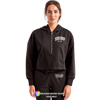 Custom Branded Logo Half Zip Cropped Hoodie With Thumbhole (MIN. 3)