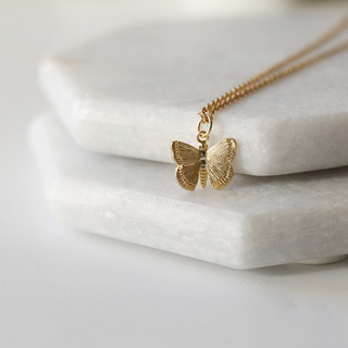 A New Creation 14k Gold Butterfly Inspirational Christian Necklace