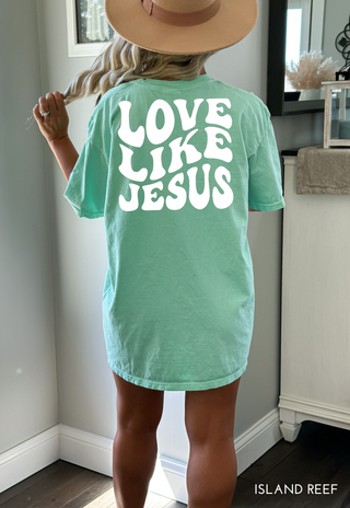 Love Like Jesus Groovy Wavy Comfort Colors Heavyweight T-Shirt