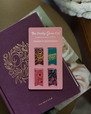 Burgundy Blooms Magnetic Bookmark Set