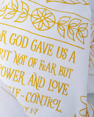 Power, Love & Self-Control Scripture Tea Towel — 24"x20"