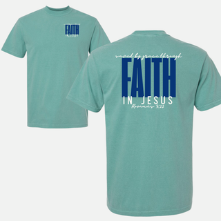 Saved By Grace Through Faith in Jesus Christian Crewneck T-Shirt Apparel