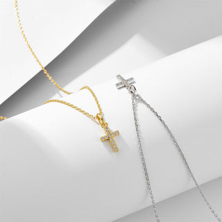 Dainty Minimal Waterproof Cubic Zirconia Cross Necklace
