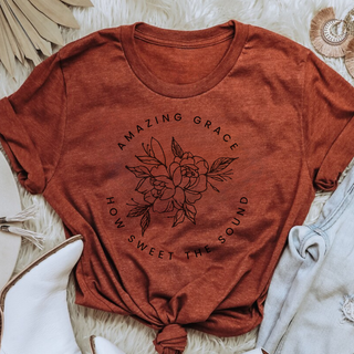 Amazing Grace How Sweet The Sound- Women's Christian Graphic T-Shirt