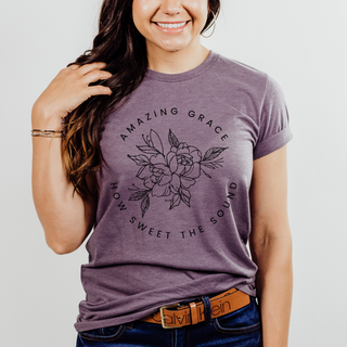 Amazing Grace How Sweet The Sound- Women's Christian Graphic T-Shirt