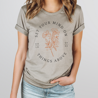 Set Your Mind On Things Above Fall Short Sleeve Graphic T-Shirt in Multiple Color Options