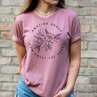 Amazing Grace Floral Graphic Tee With Black Graphic Print