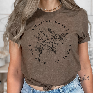 Amazing Grace Floral Graphic Tee With Black Graphic Print