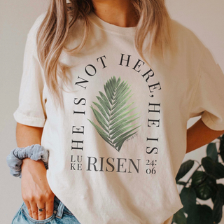 He Is Not Here He Is Risen! Luke 24:6 Christian Easter Tee