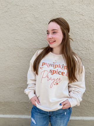 Pumpkin Spice and Prayer Fall Crewneck Sweatshirt