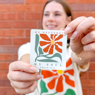 He Restores My Soul Psalm 23 Waterproof Vinyl Sticker