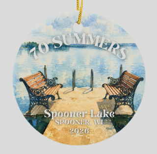 Spooner, WI: 70 Year Family Reunion Ceramic Christmas Ornament