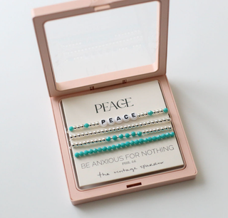 Peace Silver Stack Bracelet Set