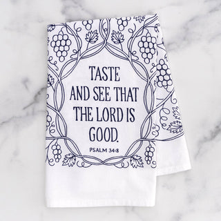 Taste and See Scripture Tea Towel — 24" x 20"