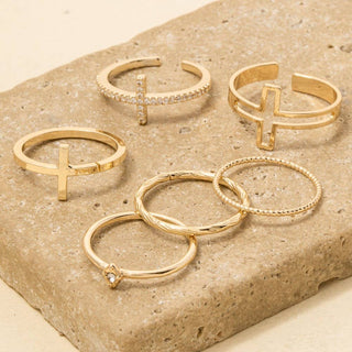 Six Piece Assorted Cross Rings Set