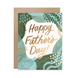 Happy Father's Day Card Gold Foil Scribbles