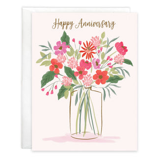Anniversary Greeting Card - Charming Flower Vase
