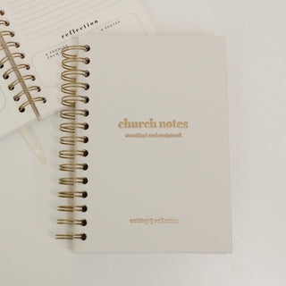 Church Notes Journal- White Spiral Linen- Christian Notebook