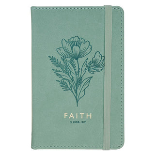 Small Notebook with Elastic Closure Faux Green Faith