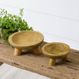 Raw Wood Bowl Risers (Set Of 02)