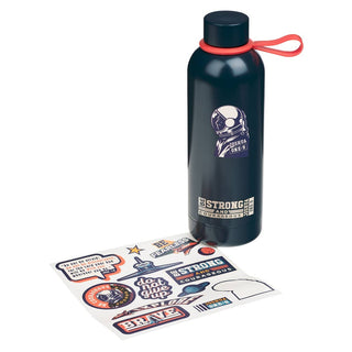 Water Bottle Stainless Steel with Stickers Navy Strong and Courageous Josh 1:9
