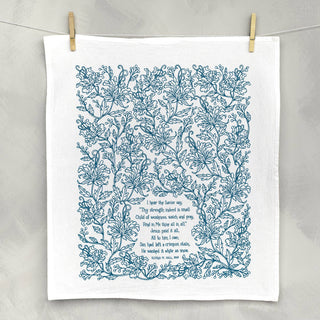 Jesus Paid It All Hymn Tea Towel - Blue