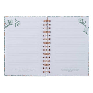 Sufficient Grace Teal Floral Large Wirebound Journal - 2 Cor