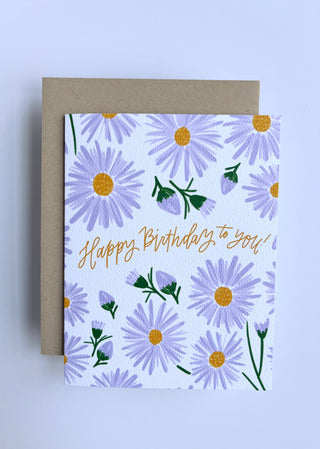 Daisy Birthday Card with Lavender Daisies