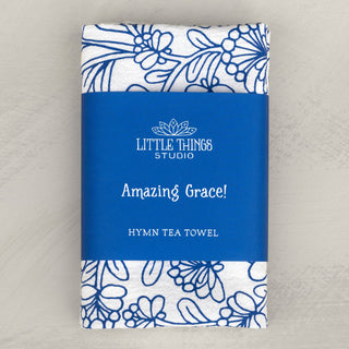 Amazing Grace Hymn Tea Towel - Blue