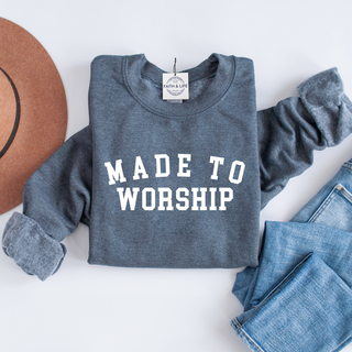 Made to Worship- Cozy Christian Crewneck Sweatshirt