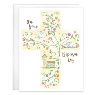 With Scripture Religious Greeting Card - Baptism Cross