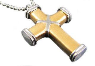Men's Gold Stainless Steel Cross Pendant