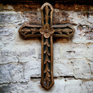 Rosemary Hand Carved Wood Wall Cross