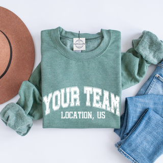 Custom Varsity Arched Mascot Team Sweatshirt (Min 3)