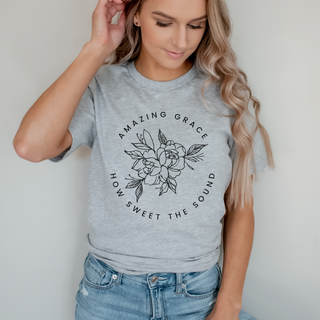 Amazing Grace How Sweet The Sound- Women's Christian Graphic T-Shirt