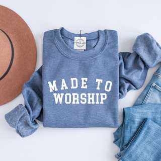 Made to Worship- Cozy Christian Crewneck Sweatshirt