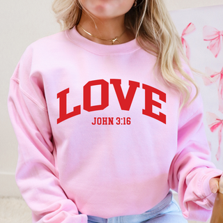 Love John 3:16 Christian Cozy Crewneck Valentine Sweatshirt