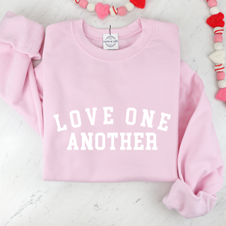 Love One Another Christian Cozy Crewneck Valentine Sweatshirt