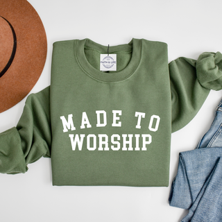 Made to Worship- Cozy Christian Crewneck Sweatshirt