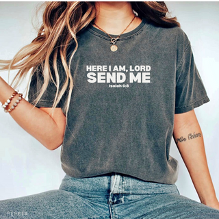 Here I Am Lord Send Me Christian Graphic T-Shirt