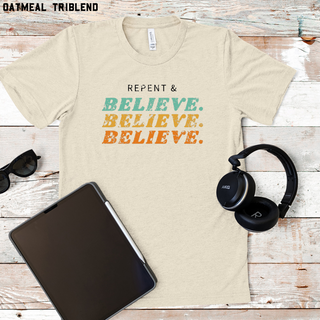 Repent & Believe Vintage Wash Tee Shirt in Multiple Color Options