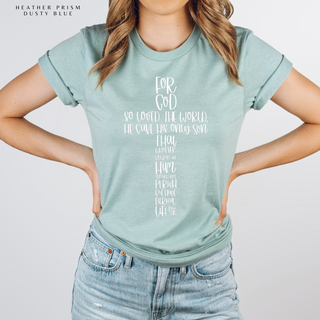 John 3:16 Cross Tee Shirt in Multiple Color Options- Naptime Faithwear