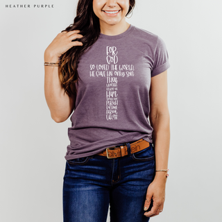 John 3:16 Cross Tee Shirt in Multiple Color Options- Naptime Faithwear